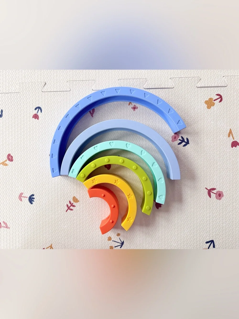 Colorful Silicone Stacking Rainbow & Sensory Blocks Toy Set - Multicolor